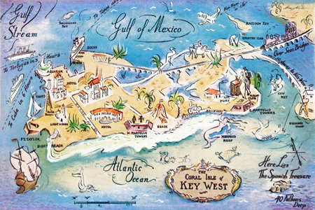 Print - 1938 Key West Antique Map